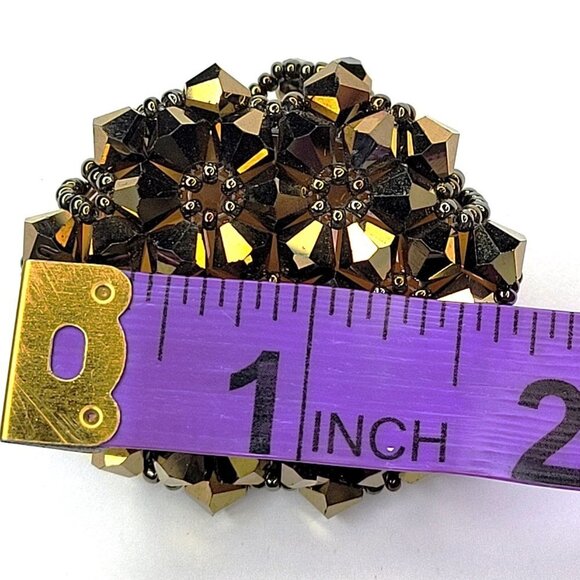 Sparkling Crystal Bicone Beads Cluster Ring Glitter Beaded Stretch Ring - Picture 7 of 10